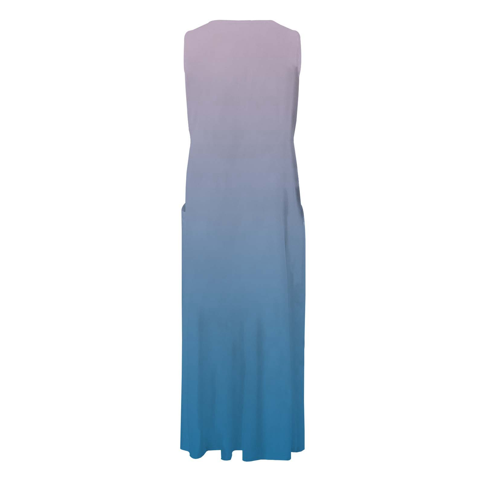 thumbnail image 5 of Vestido largo informal de verano con cuello redondo y estampado degradado para mujer, 5 of 6